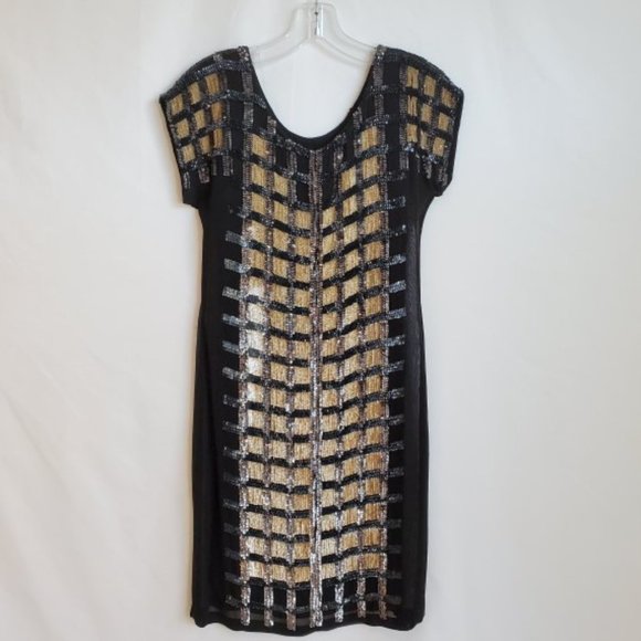 Yoana Baraschi Virtual Grid Sequined Dress, Black - Picture 5 of 6